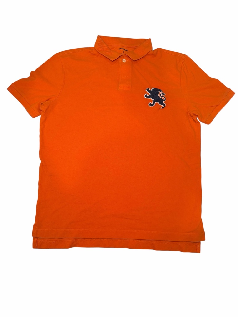 Express Orange Short-Sleeve Polo with Subtle Button Detail